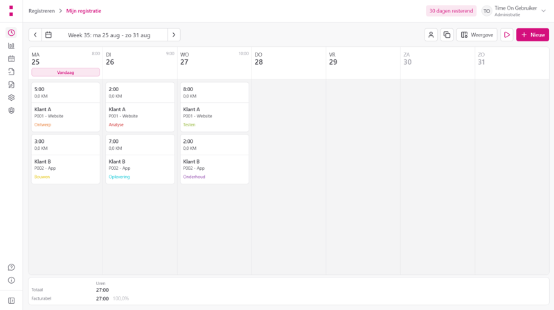 Registratie Kalender